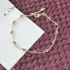 Kendra Scott Gold Pink Crystal Haven Heart Chain Bracelet NEW